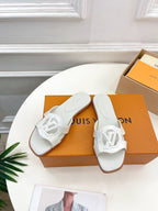 isola flat mule white calfskin
