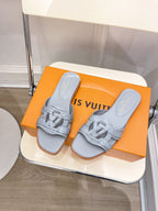 isola flat mule grey calfskin