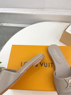 lv capri flat mule grey calfskin