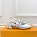 LV Romy Slingback Pump 35mm Metallic Silver Lambskin