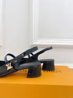 LV Romy Slingback Pump 35mm Glossy Black Lambskin