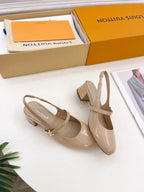 LV Romy Slingback Pump 35mm Glossy Beige Lambskin
