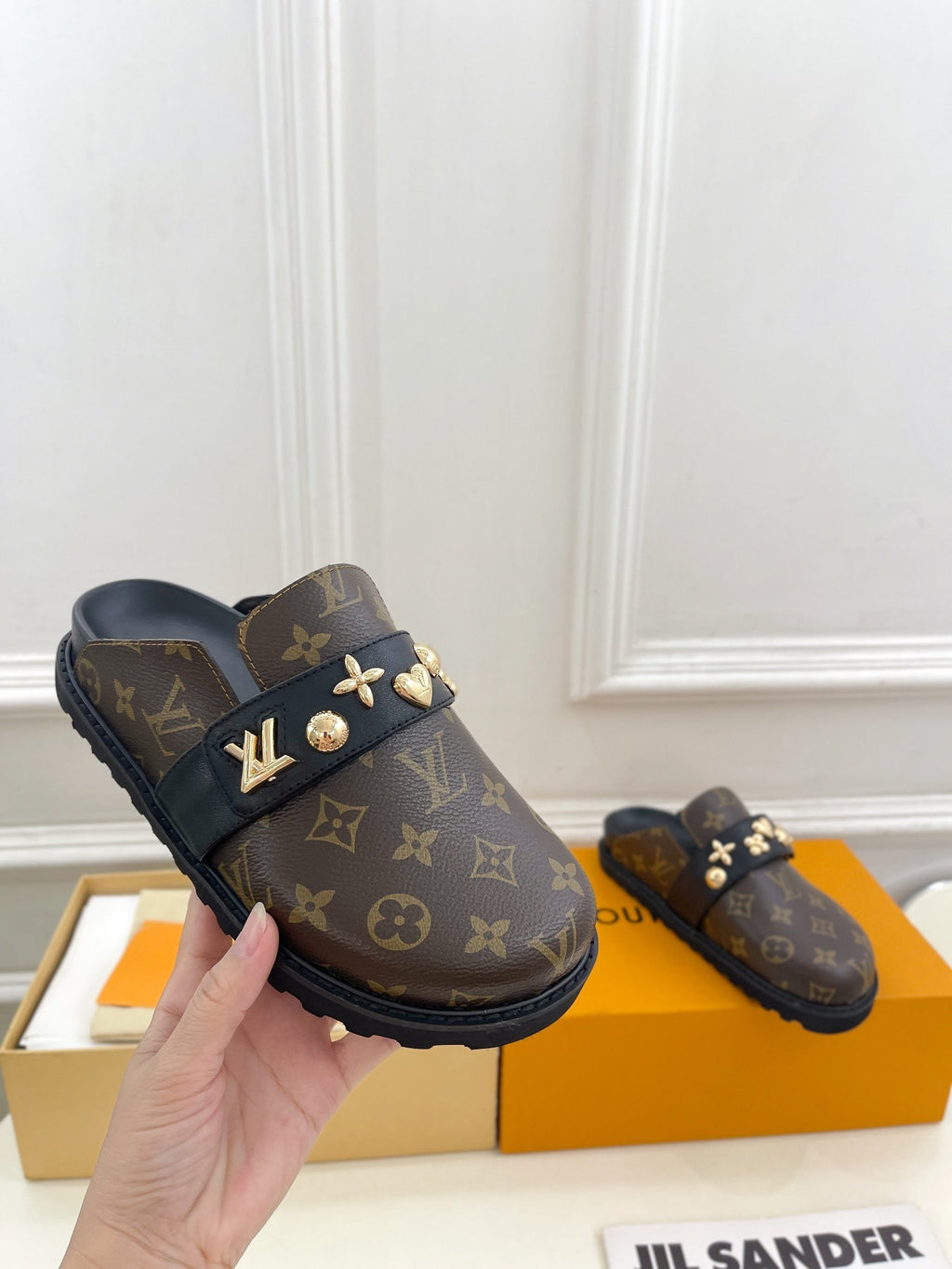 LV Cosy Flat Comfort Clog Dark Brown Monogram Cowhide