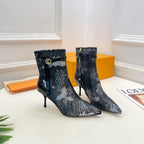LV Stellar Ankle Boot 70mm White Mix Black Calfskin