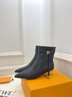 LV Stellar Ankle Boot 40mm Plain Black Calfskin