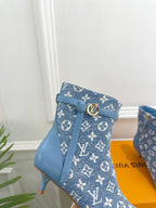 LV Stellar Ankle Boot 40mm Light Blue Monogram Jacquard Fabric