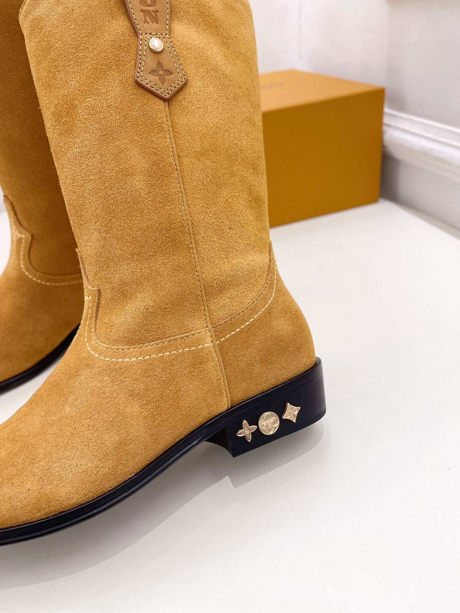 LV Rider Boot 30mm Brown Yellow Suede