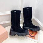 Miu Short Boots Black Sude
