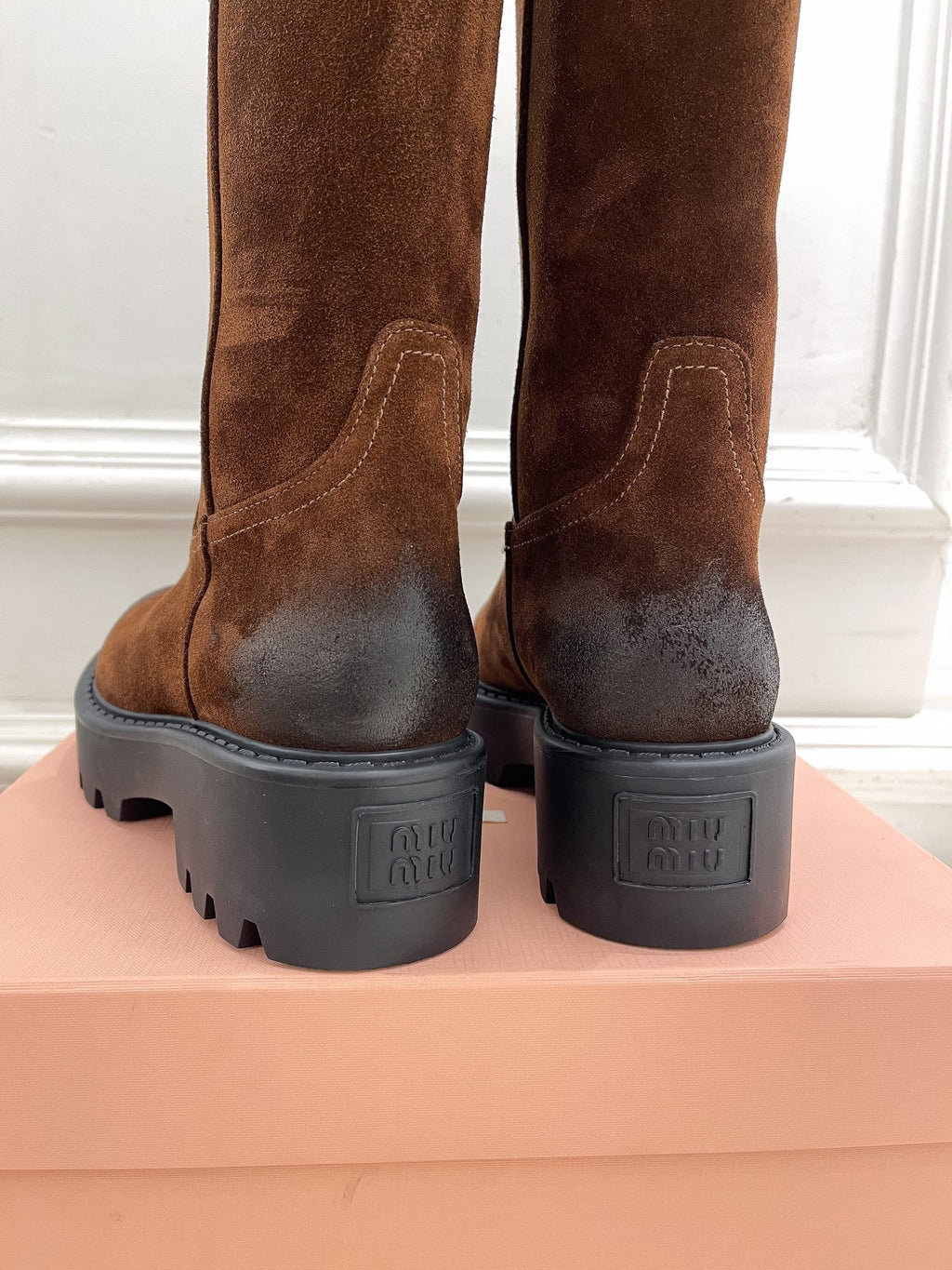 Miu short Boots Copper Brown Sude