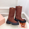 Miu short Boots Red Brown Sude