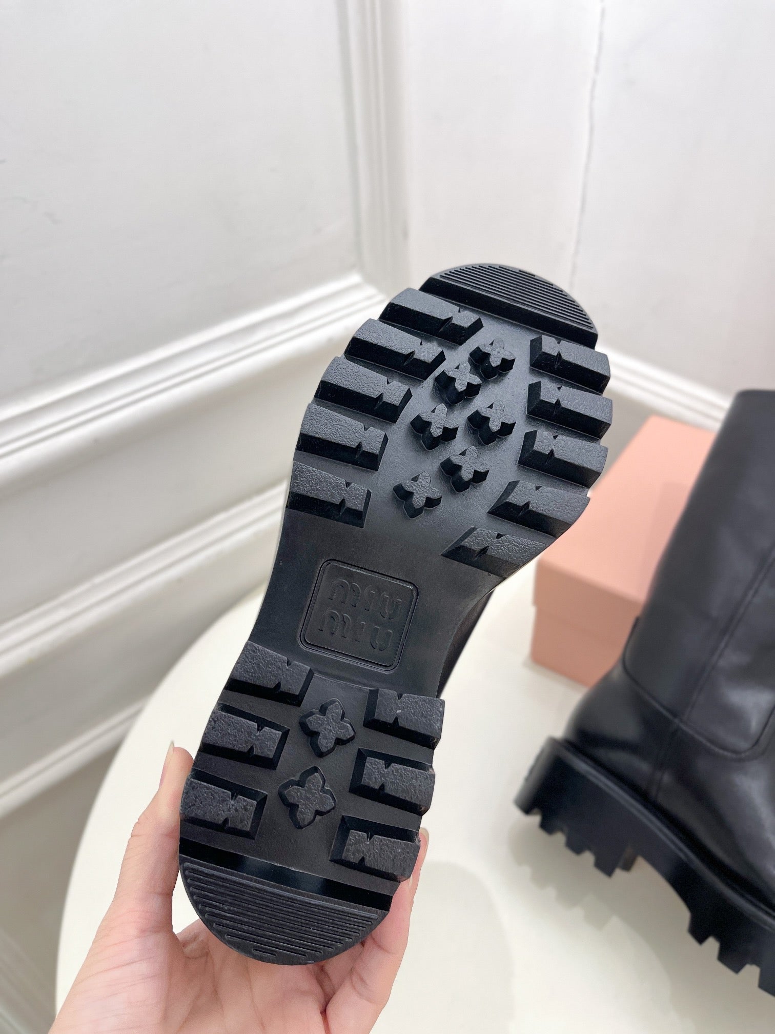 Miu short Boots Glossy Black Calfskin