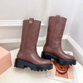Miu Short Boots Dark Pink Brown Calfskin