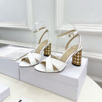CD Icon Heeled Sandal 80mm White Calfskin