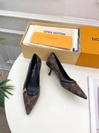 6AM HIGH PUMP 5 CM IN CHOCOLATE BROWN MONOGRAM CALFSKIN
