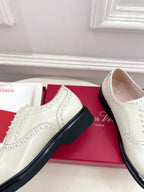 Viv 25 Baroque Rhinestone Derby Loafer Milky White Cowhide Leather 253581