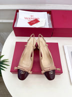 Valet Du Roi Slingback Pumps 60mm Beige Burgundy Goatskin 307480
