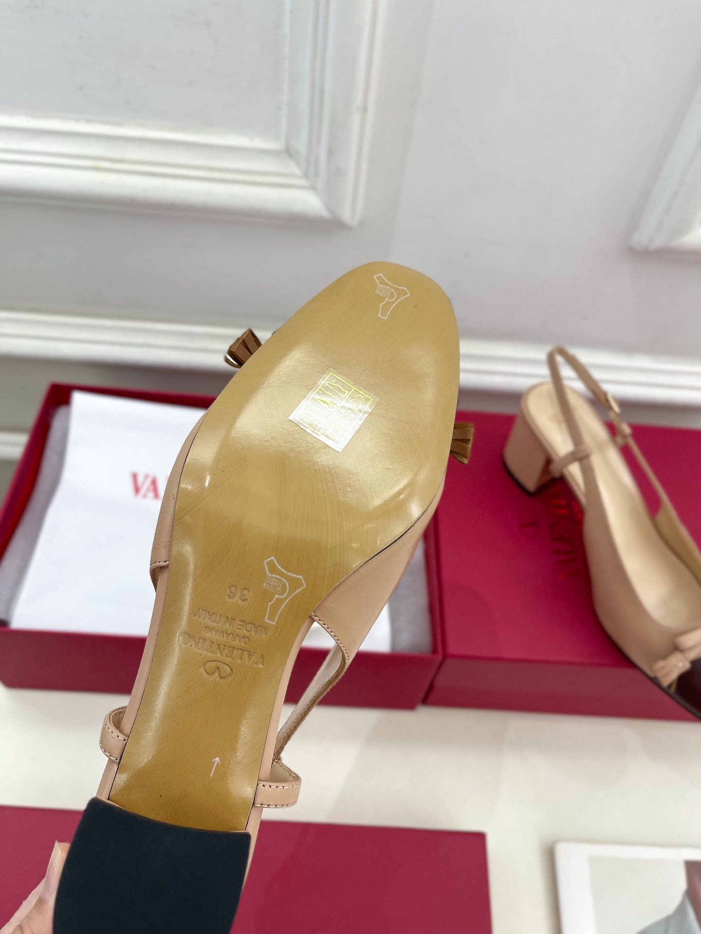 Valet Du Roi Slingback Pumps 60mm Beige Burgundy Goatskin 307480