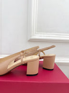 Valet Du Roi Slingback Pumps 60mm Beige Burgundy Goatskin 307480