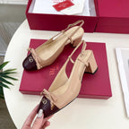 Valet Du Roi Slingback Pumps 60mm Beige Burgundy Goatskin 307480