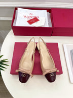Valet Du Roi Slingback Pumps 20mm Beige Burgundy Goatskin 307483