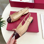 Valet Du Roi Slingback Pumps 20mm Beige Burgundy Goatskin 307483