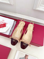Valet Du Roi Slingback Pumps 20mm Beige Burgundy Goatskin 307483