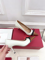 VT 25 Bepointy Pump 8cm White Brown Lambskin 325524