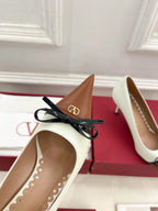 VT 25 Bepointy Pump 4.5cm White Brown Lambskin 325524