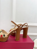 VT 25 Vlogo Platform Sandals Cherry Ankle Calfskin 330980