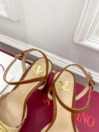 VT 25 Vlogo Platform Sandals Cherry Ankle Calfskin 330980