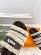 HM Slippers Classic Kelly Sliver Buckle Brown Wool 479616