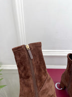 GG half-D chain buckle ankle boots brown suede 536055