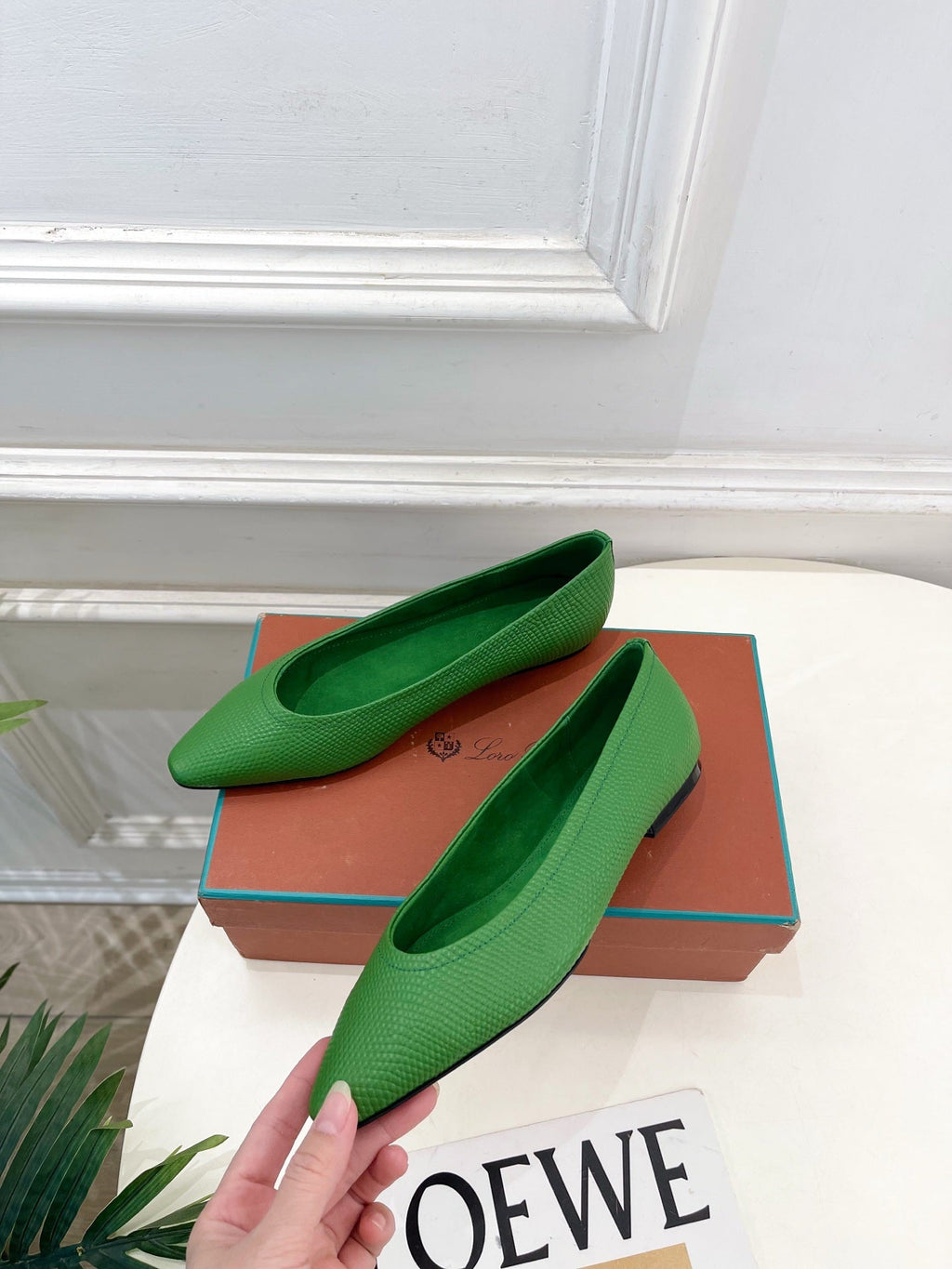 LP 26SS Ballet Flats Green Snakeskin 587581