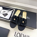 CC 26s Bow Slippers Black Satin Sheepskin 586896