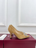 GG 26 High-Heeled 85 Pumps Beige Suede 587077