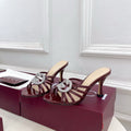 GG 26 High-Heeled Mules 85 Dark Red Beige Patent Leather 587085
