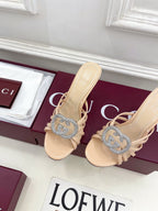 GG 26 High-Heeled Mules 85 Beige Patent Leather 587086