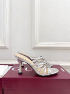 GG 26 High-Heeled Mules 85 Sliver Metallic Leather 587088