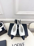 CC 26 SS Open-Back Sandals 7.5cm White Black Calfskin 586932