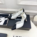 CC 26 SS Double C Slingback 7.5cm Black White Calfskin 586935