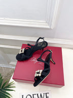 RV Efflorescence Sandals 6.5cm Black Satin 631969