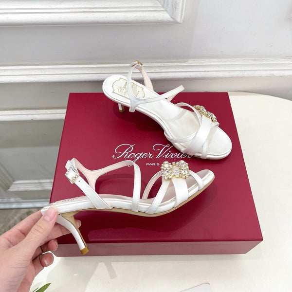 RV Efflorescence Sandals 6.5cm White Satin 631970
