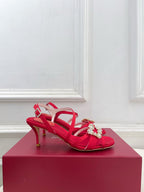 RV Efflorescence Sandals 6.5cm Red Satin 631971