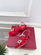 RV Efflorescence Sandals 6.5cm Red Satin 631971