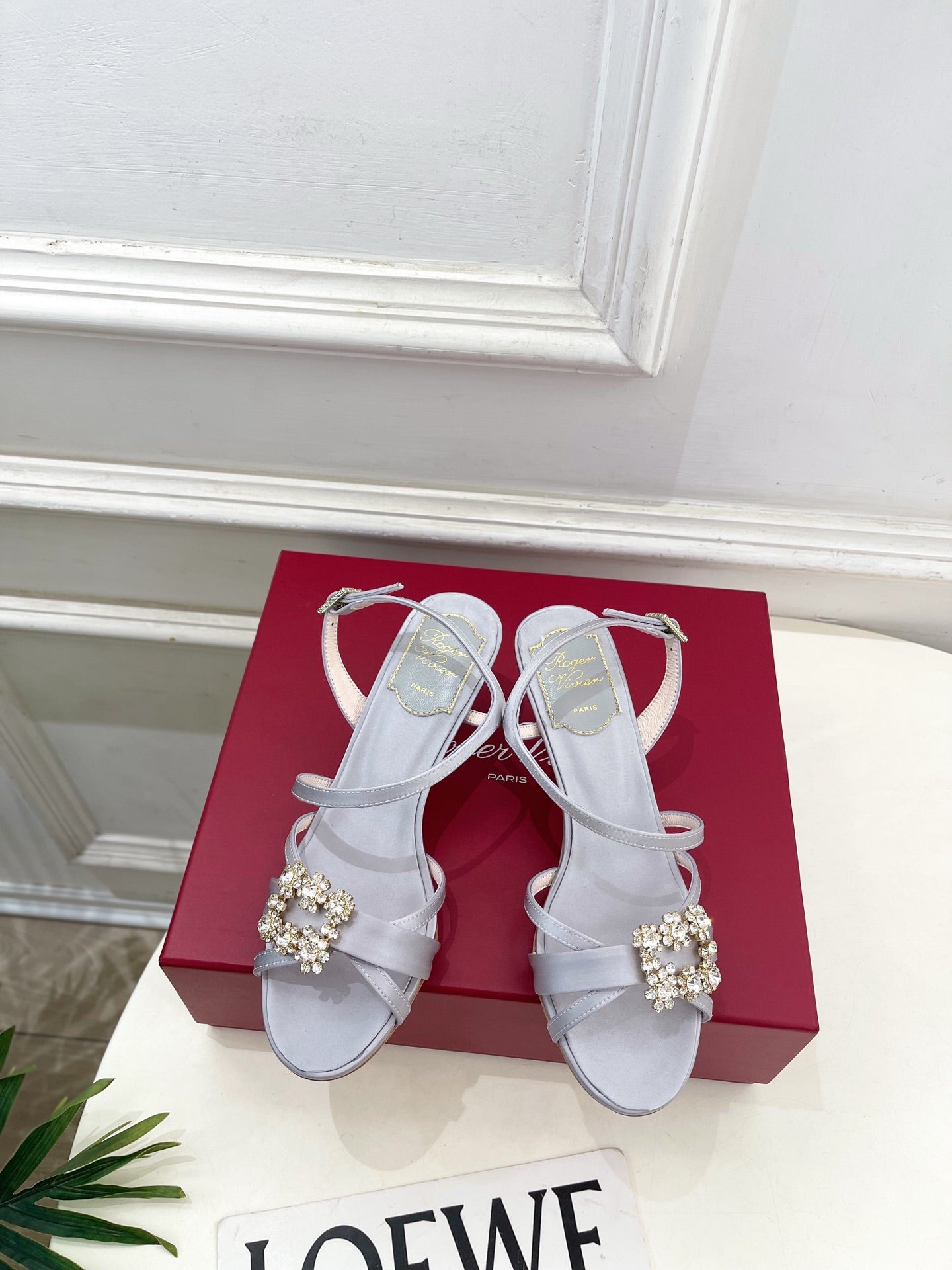 RV Efflorescence Sandals 6.5cm Light Blue Satin 631972