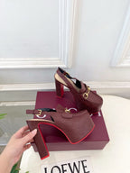 GG Horsebit Platform Loafer Slingback Burgundy Embossed Leather 640260