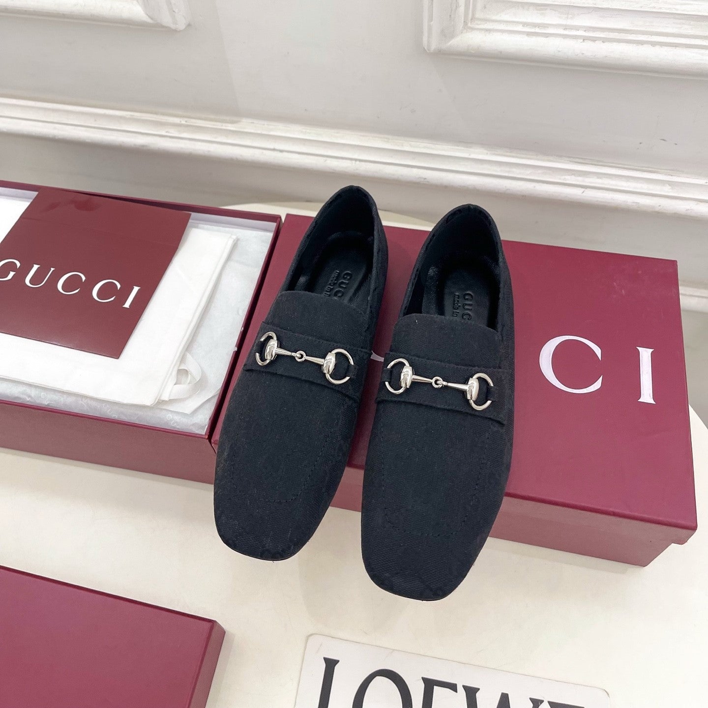 GG 26s Loafer With Horsebit Black Canvas 640285