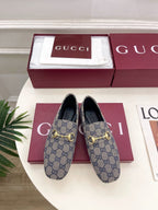 GG 26s Loafer With Horsebit Blue Grey Canvas 640288
