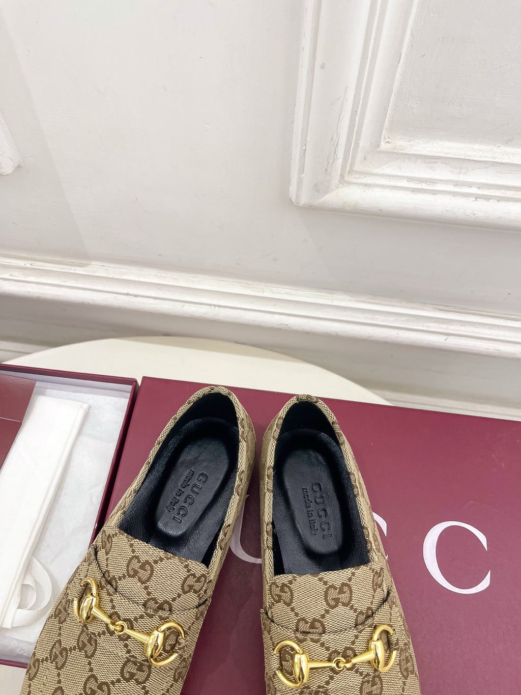 GG 26s Loafer With Horsebit Brown Beige Canvas 640289