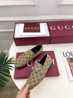 GG 26s Loafer With Horsebit Brown Beige Canvas 640289
